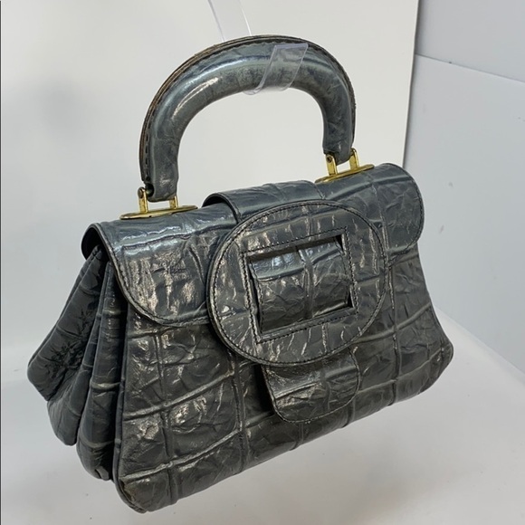 Parklane Handbags - Parkland Vintage Gray Croc Embossed Leather Bag